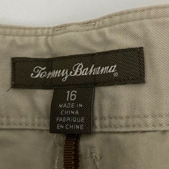 Tommy Bahama Pants Womens 16 Cropped Capris Light Tan Cotton Blend - Picture 6 of 9